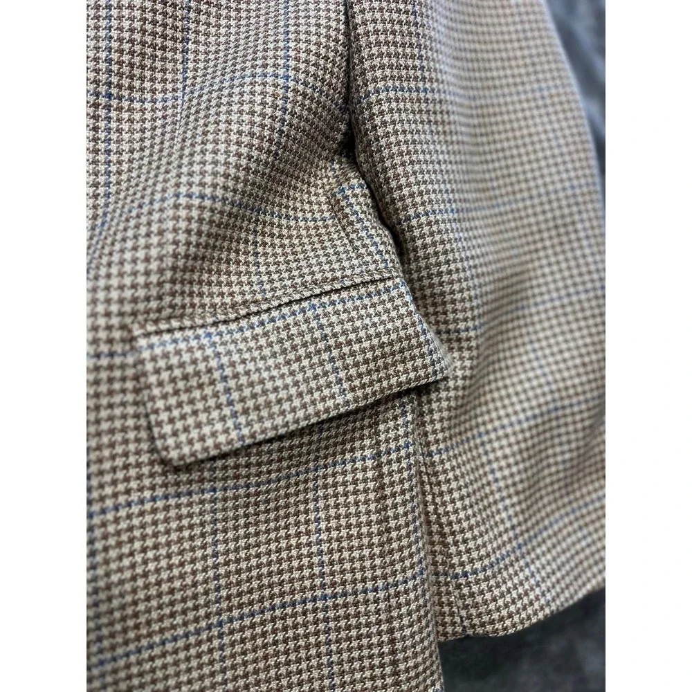 Jos A Bank Men's Houndstooth Blazer 46L Wool‎ Silk Linen Blend Sport Coat